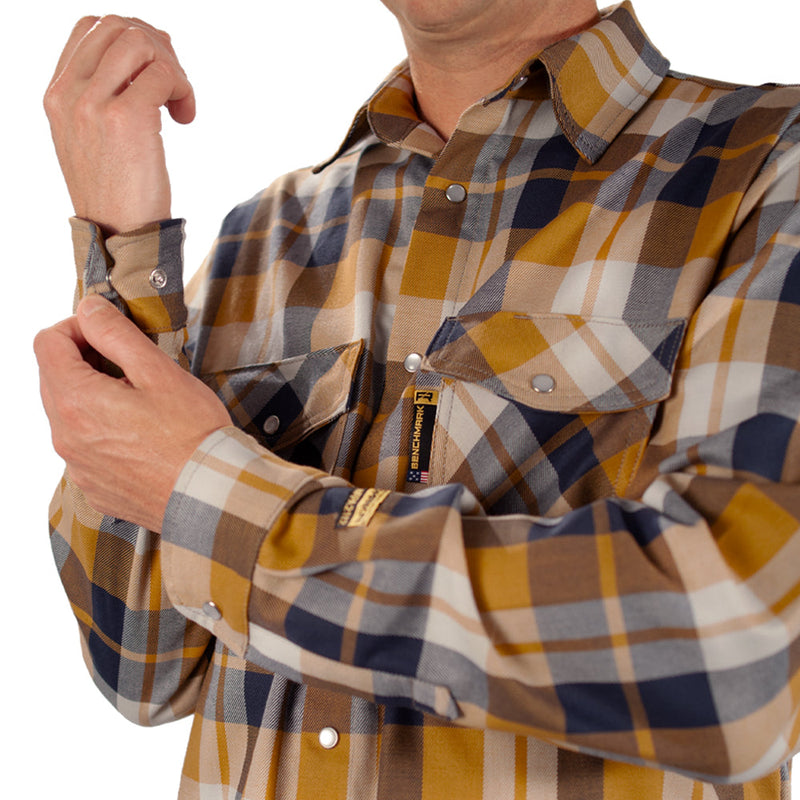 Load image into Gallery viewer, Tailgate Navy Rust FR Stretch Plaid Shirt