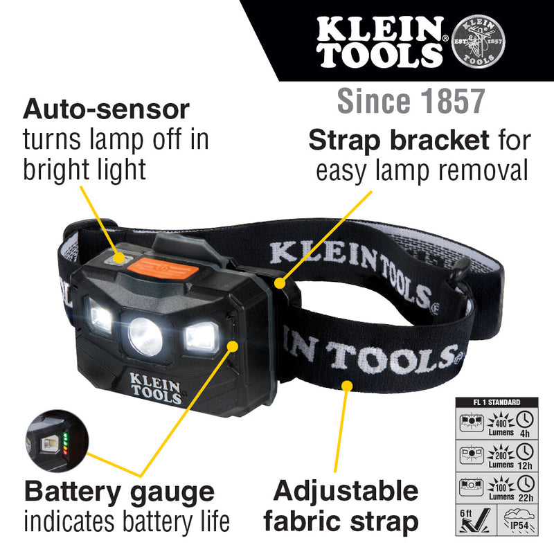 Load image into Gallery viewer, Rechargeable Headlamp with Strap, 400 Lumen All-Day Runtime, Auto-Off - (94-56048)