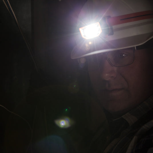 LED Headlamp with Silicone Hard Hat Strap