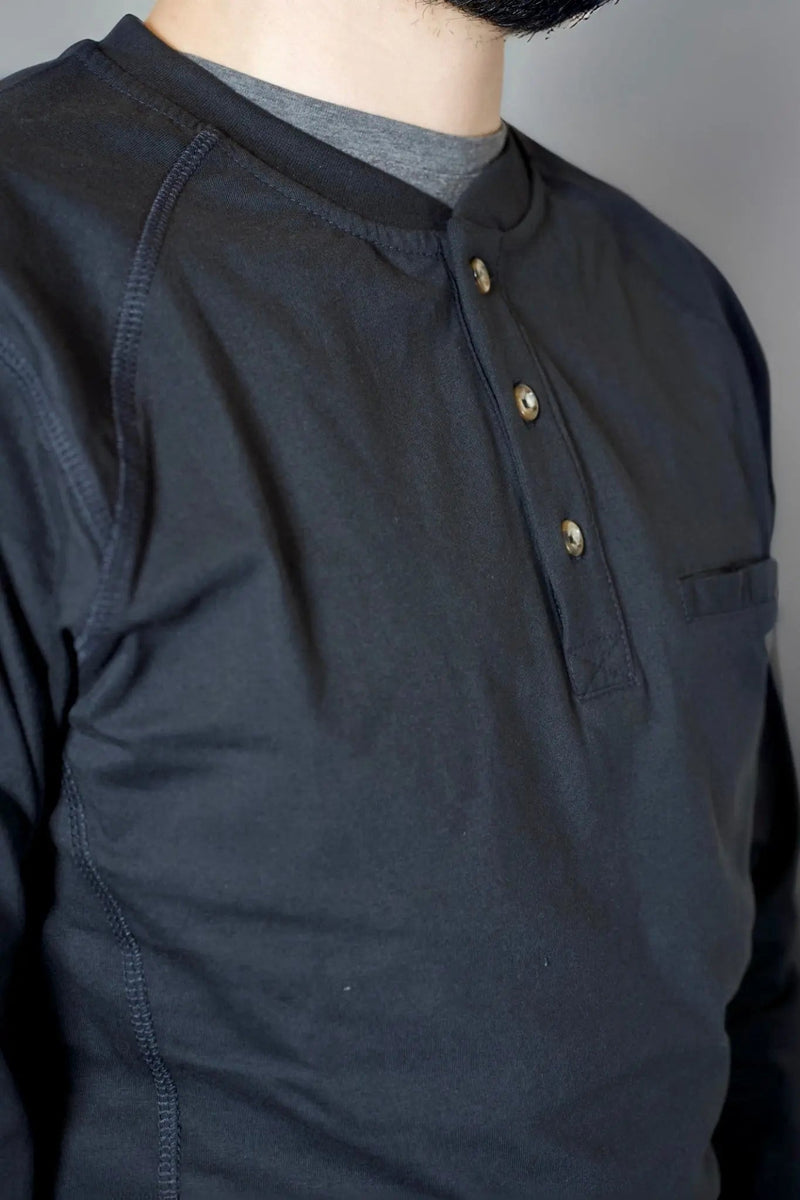 Load image into Gallery viewer, FR 3-Button Henley Shirt - Black