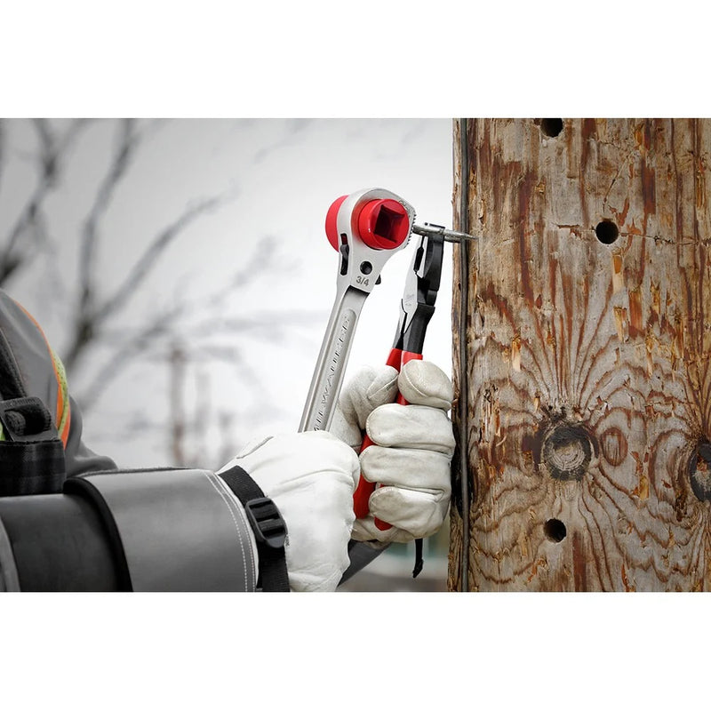 Load image into Gallery viewer, Lineman's 5in1 Ratcheting Wrench w/ Milled Strike Face