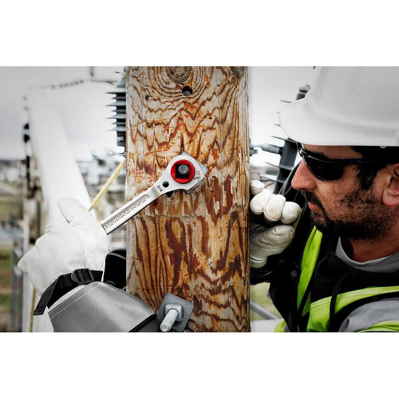 Load image into Gallery viewer, Lineman's 5in1 Ratcheting Wrench w/ Milled Strike Face