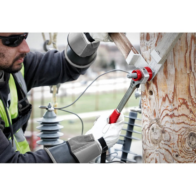 Load image into Gallery viewer, Lineman's High-Leverage Ratcheting Wrench w/ Milled Strike Face