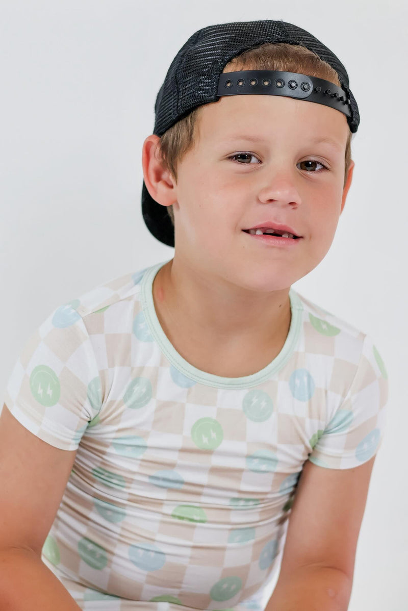 Load image into Gallery viewer, It’s Electric Checks Bamboo Short Set