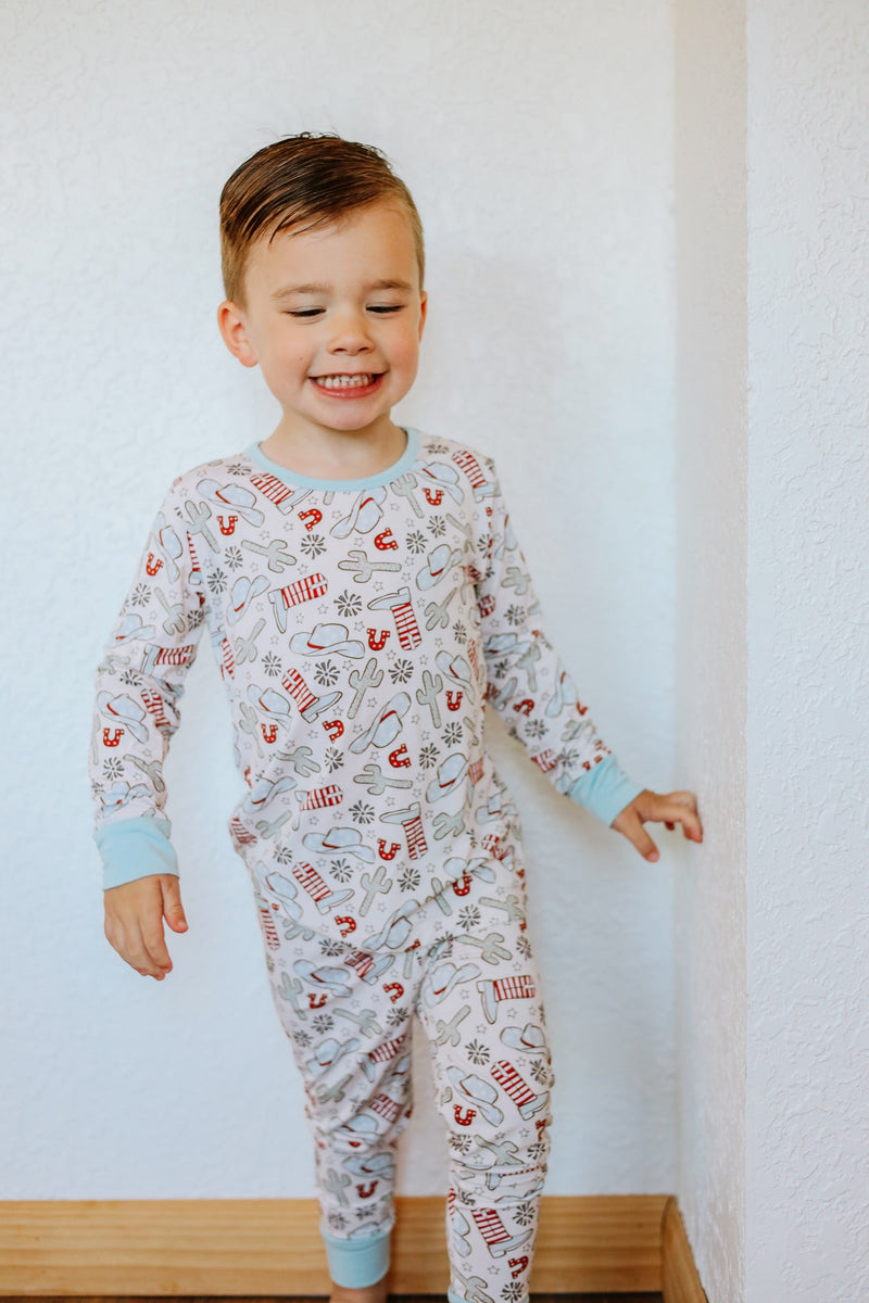 Load image into Gallery viewer, Western Cowboy Fourth of July Bamboo Romper/ 2 Piece Set