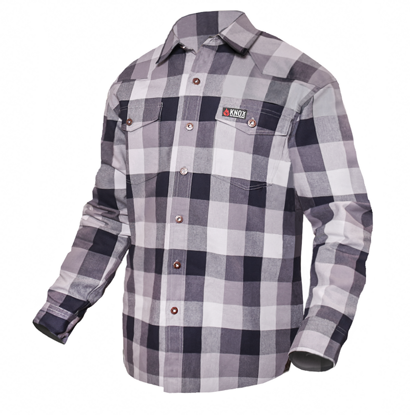 Load image into Gallery viewer, Knox FR Gray Plaid Button-Down Work Shirt