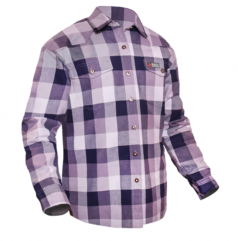 Load image into Gallery viewer, Knox FR Navy Plaid Button-Down Work Shirt