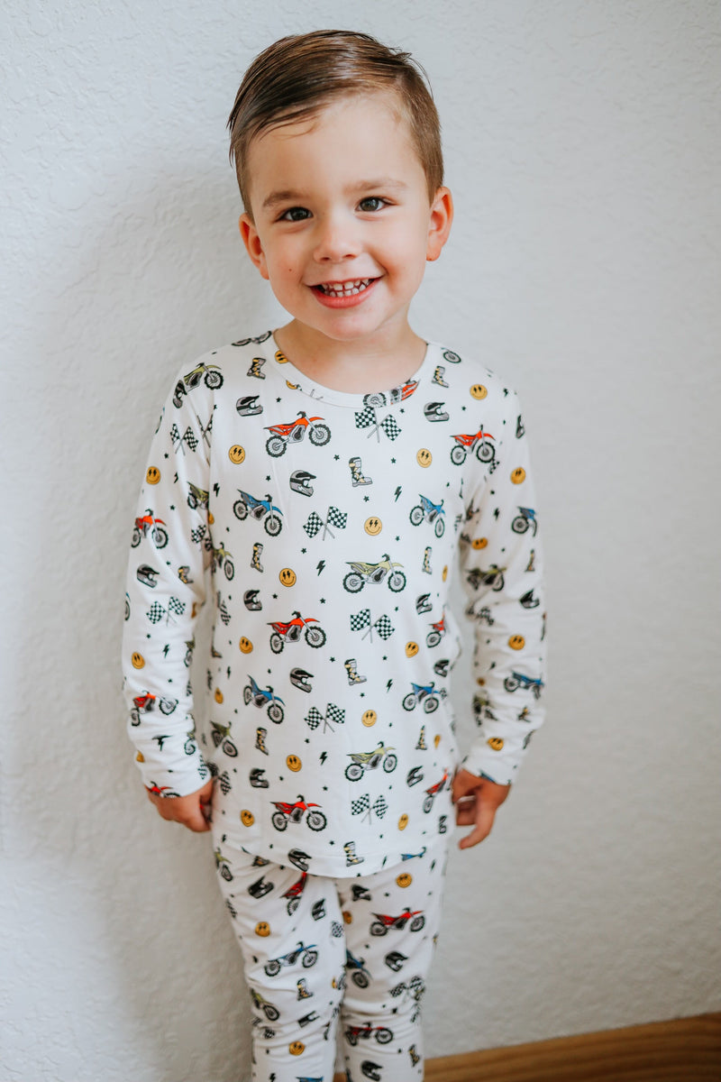 Load image into Gallery viewer, Neutral Dirtbikes Bamboo Romper/ 2 Piece Set