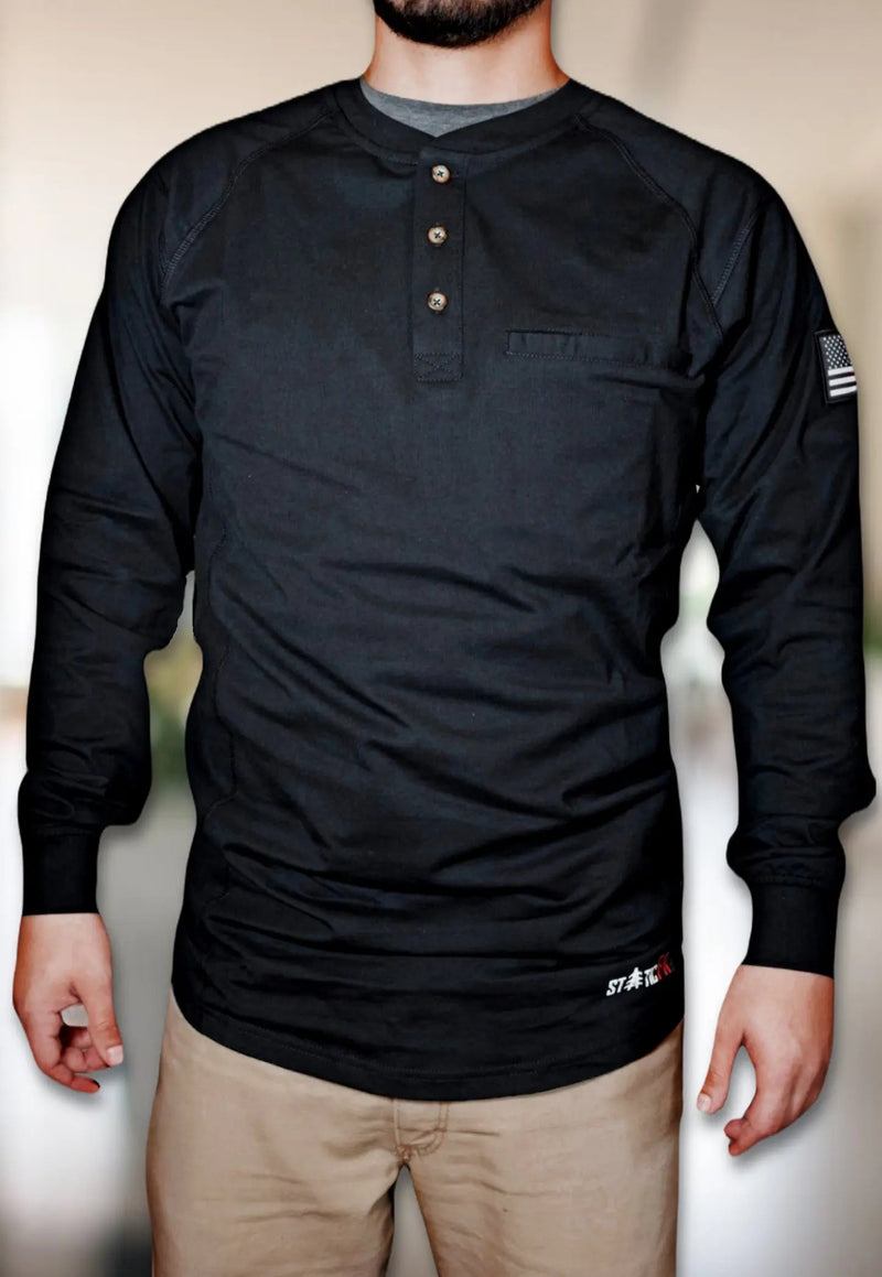 Load image into Gallery viewer, FR 3-Button Henley Shirt - Black