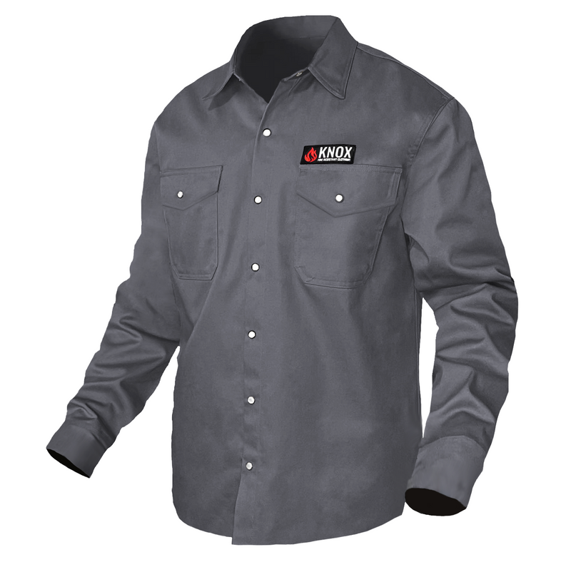 Load image into Gallery viewer, Knox FR Shirt Gray With Pearl Snap Buttons