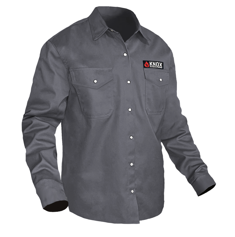 Load image into Gallery viewer, Knox FR Shirt Gray With Pearl Snap Buttons