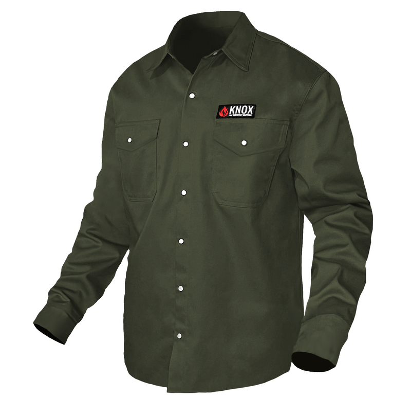 Load image into Gallery viewer, Knox FR Shirt Military Green With Pearl Snap Buttons