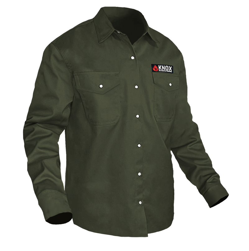 Load image into Gallery viewer, Knox FR Shirt Military Green With Pearl Snap Buttons