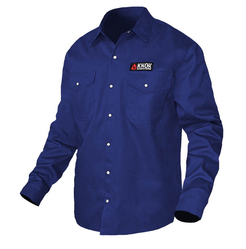 Load image into Gallery viewer, Knox FR Shirt Navy Blue With Pearl Snap Buttons