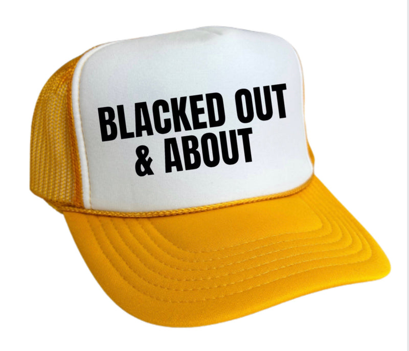 Load image into Gallery viewer, Blacked Out & About Trucker Hat