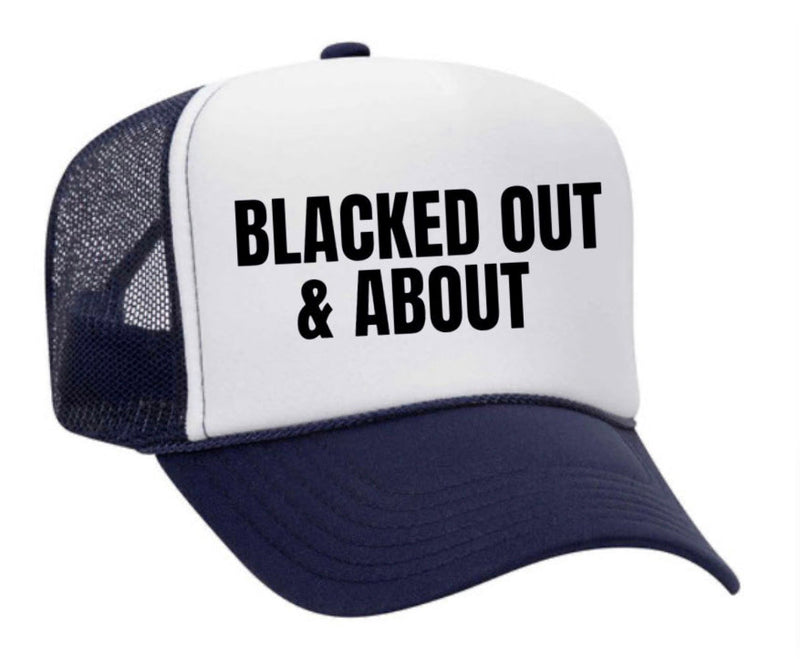 Load image into Gallery viewer, Blacked Out & About Trucker Hat