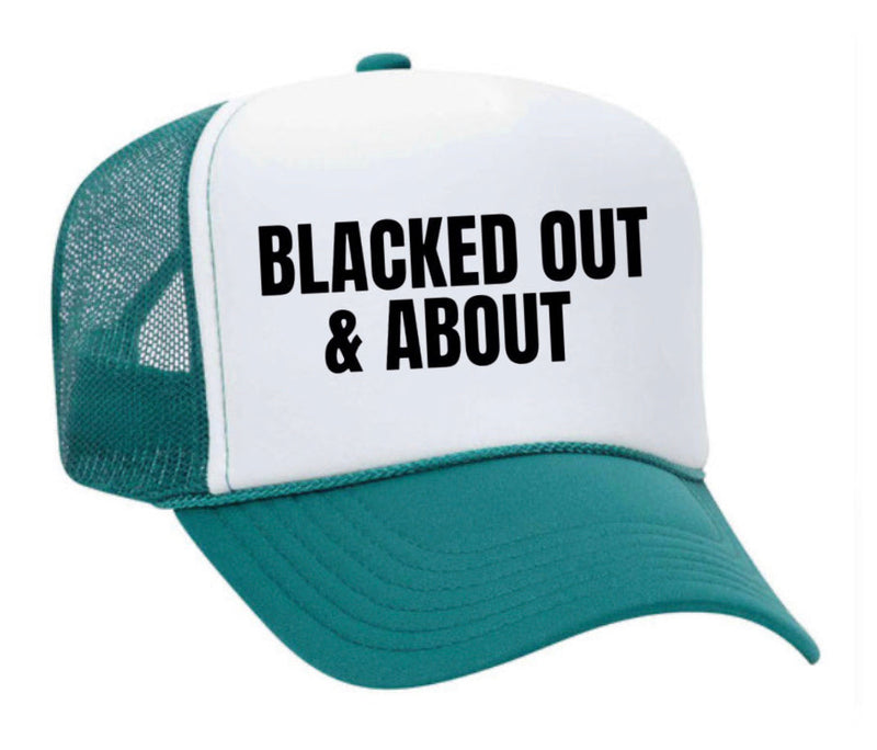 Load image into Gallery viewer, Blacked Out & About Trucker Hat