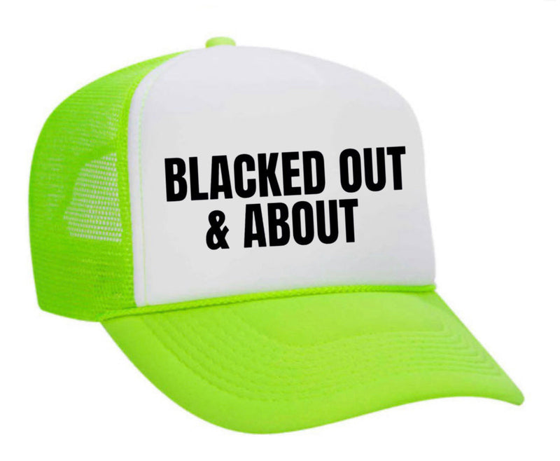 Load image into Gallery viewer, Blacked Out & About Trucker Hat