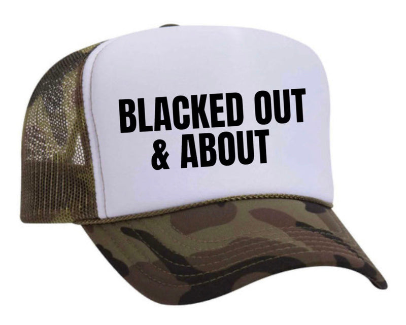 Load image into Gallery viewer, Blacked Out & About Trucker Hat