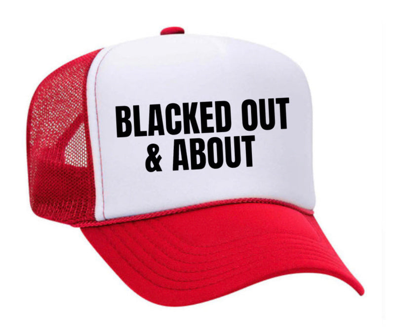 Load image into Gallery viewer, Blacked Out & About Trucker Hat