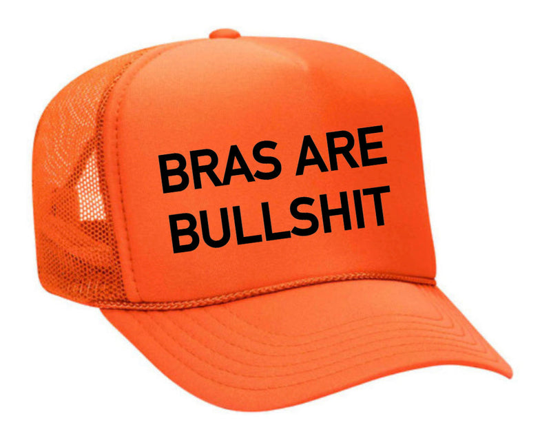Load image into Gallery viewer, Bras Are Bullshit Trucker Hat