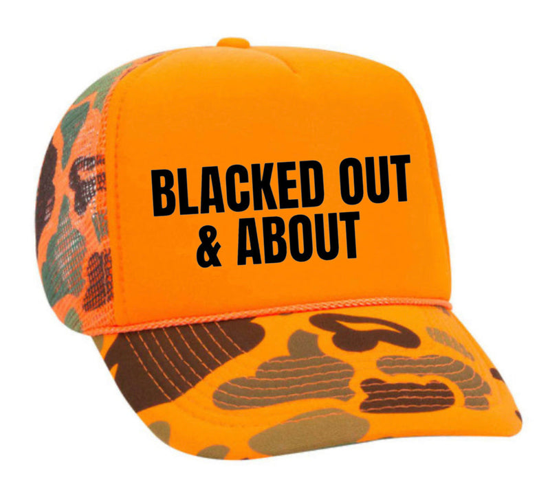 Load image into Gallery viewer, Blacked Out & About Trucker Hat