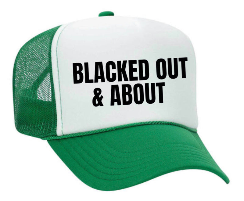 Load image into Gallery viewer, Blacked Out & About Trucker Hat
