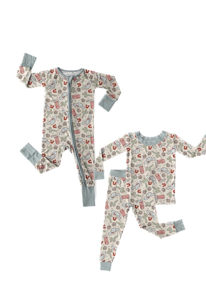 Load image into Gallery viewer, Western Cowboy Fourth of July Bamboo Romper/ 2 Piece Set