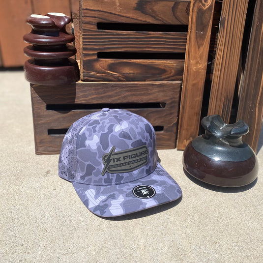 Gray Old School Camo Zapped Panel Hat