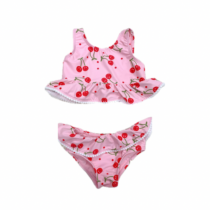 Load image into Gallery viewer, Girls Smiley Cherry Swim Suit