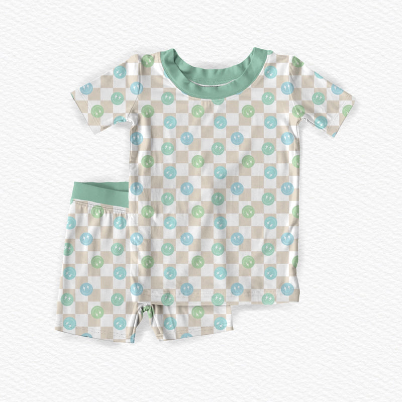 Load image into Gallery viewer, It’s Electric Checks Bamboo Short Set