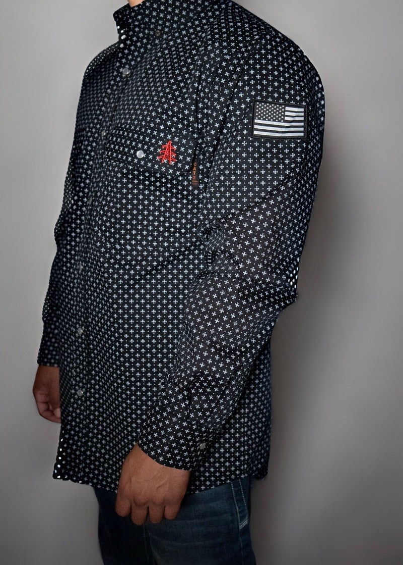 Load image into Gallery viewer, FR Pearl Snap Work Shirt - Reaper Black