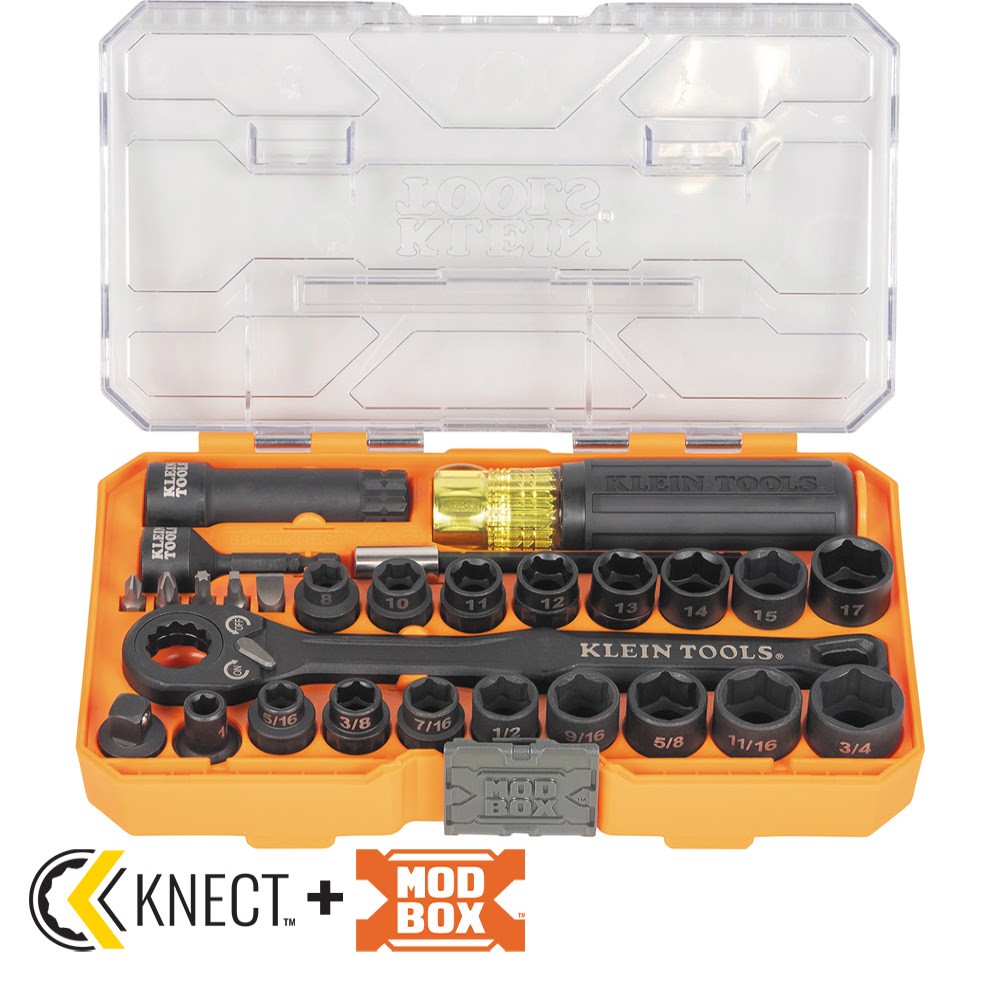 Klein 65400KNECT KNECT Essential Pass Through Impact Socket Set, SAE,