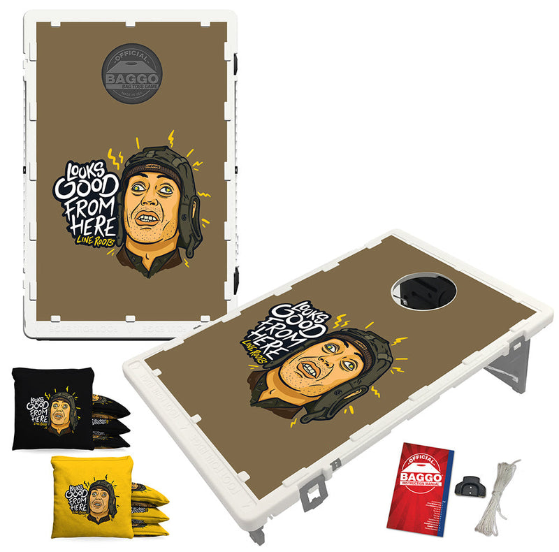 Load image into Gallery viewer, Line Roots Looks Good From Here Portable 2x3 Cornhole Bean Bag Toss Baggo Game w/Custom Bags