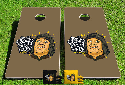 Line Roots Looks Good From Here Pro Cornhole Bean Bag Toss Game 24x48 with 8 Custom Regulation 16oz Bags