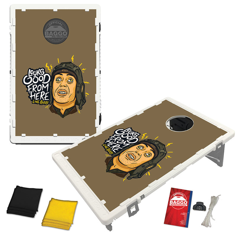 Load image into Gallery viewer, Line Roots Looks Good From Here Portable 2x3 Cornhole Bean Bag Toss Baggo Game