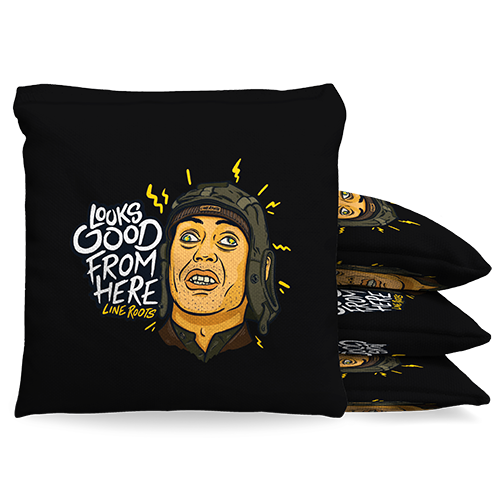 Load image into Gallery viewer, Line Roots Looks Good From Here Portable 2x3 Cornhole Bean Bag Toss Baggo Game w/Custom Bags