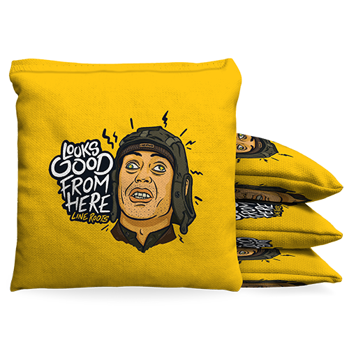 Load image into Gallery viewer, Line Roots Looks Good From Here Portable 2x3 Cornhole Bean Bag Toss Baggo Game w/Custom Bags