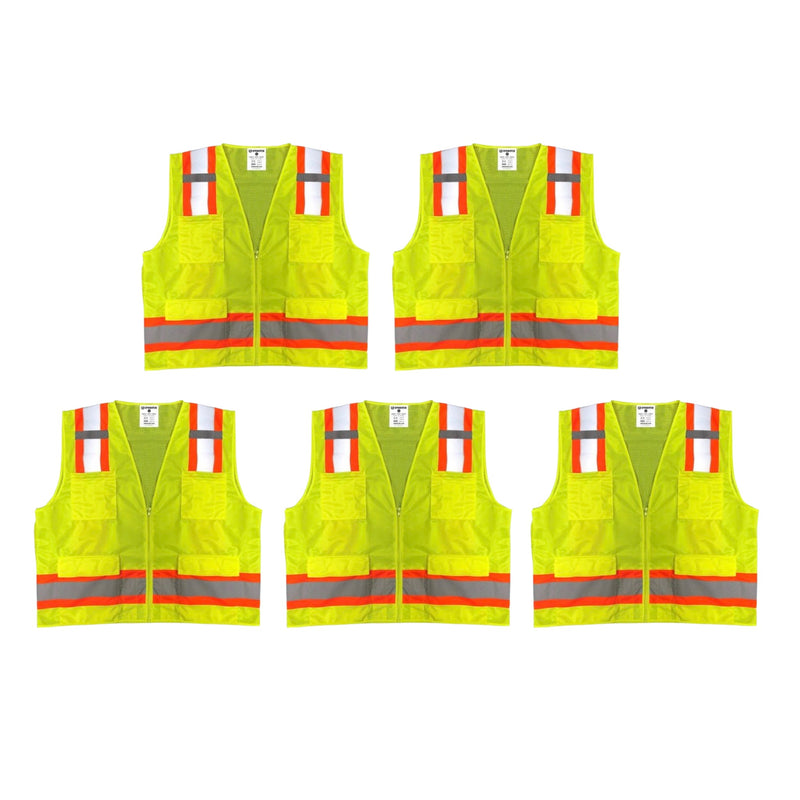 Load image into Gallery viewer, Safety Main 05TTSYZ Surveyor Vest, Class 2, Solid Front, Mesh Back, Hi-Vis Yellow, Pack of 5