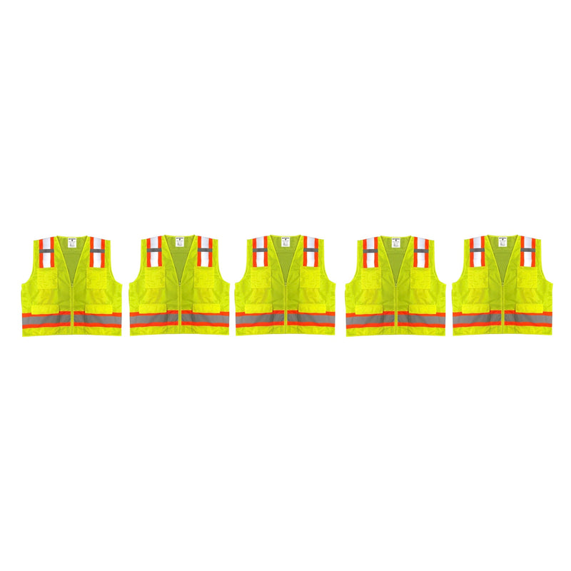 Load image into Gallery viewer, Safety Main 05TTSYZ Surveyor Vest, Class 2, Solid Front, Mesh Back, Hi-Vis Yellow, Pack of 5