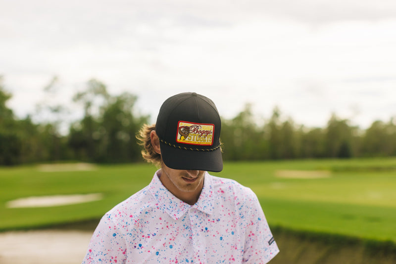 Load image into Gallery viewer, Bogeys & Stogies Black Golf Hat