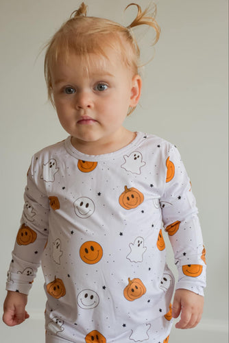 Pumpkin Ghost Smileys Bamboo Romper/ 2 Piece Set