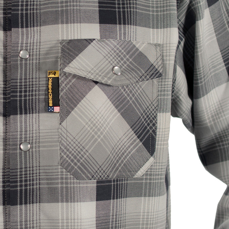 Load image into Gallery viewer, Santana Black and Silver FR Stretch Plaid Shirt
