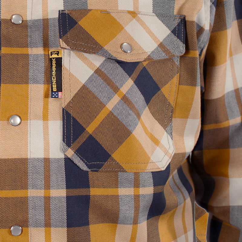 Load image into Gallery viewer, Tailgate Navy Rust FR Stretch Plaid Shirt
