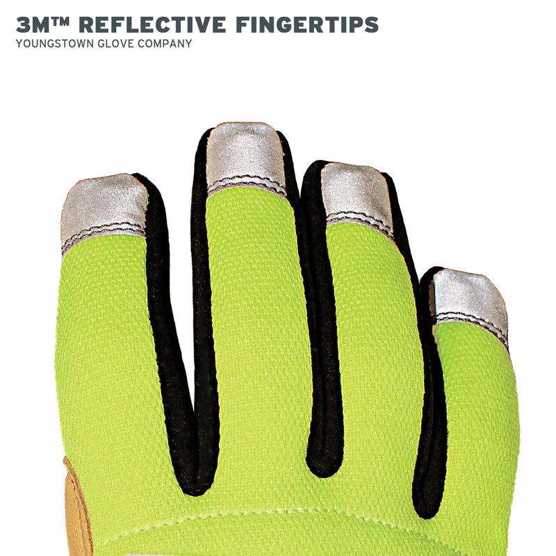 Load image into Gallery viewer, 12-3190-10 Youngstown Cut Resistant Safety Lime Hybrid Glove - 3M Reflective Fingertips
