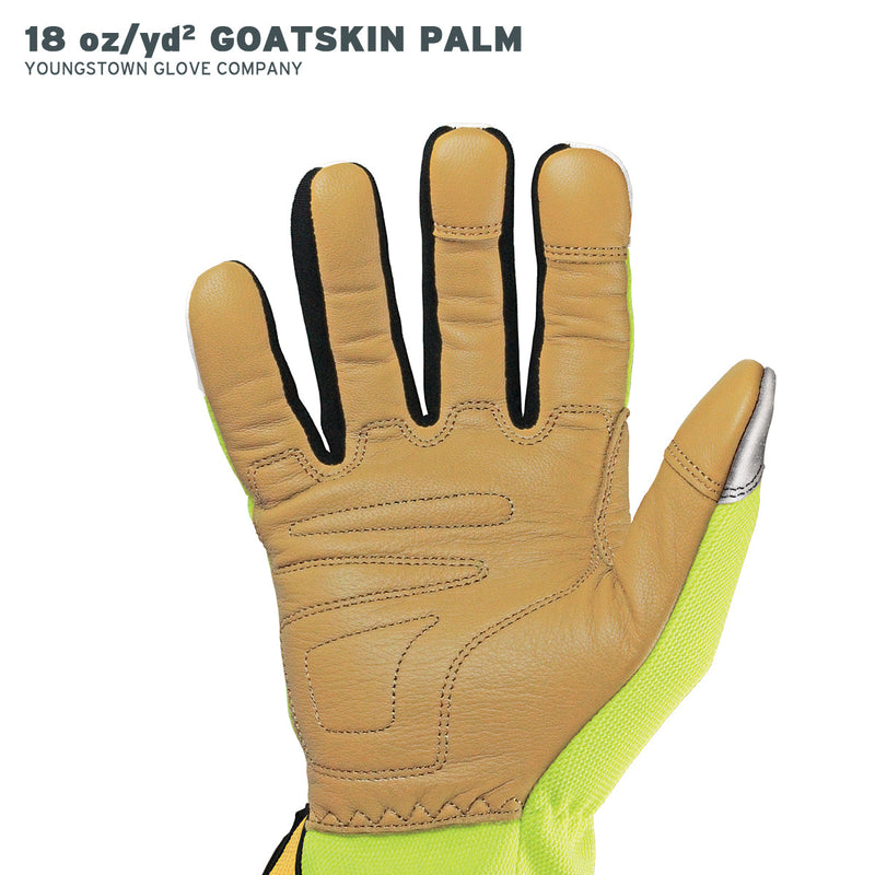 Load image into Gallery viewer, 12-3190-10 Youngstown Cut Resistant Safety Lime Hybrid Glove -  Gloatskin Palm
