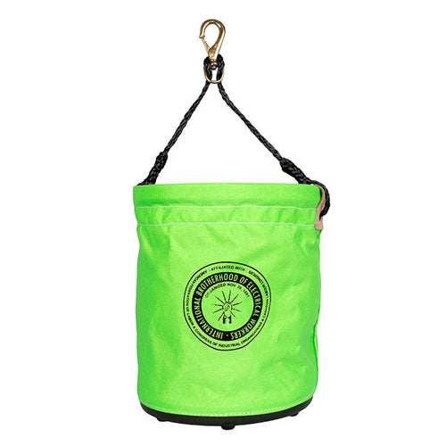 Large Safety Green Canvas Bucket with IBEW Logo (1215Q21)