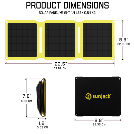 SunJack 15 Watt ETFE Foldable Portable Solar Panel Charger