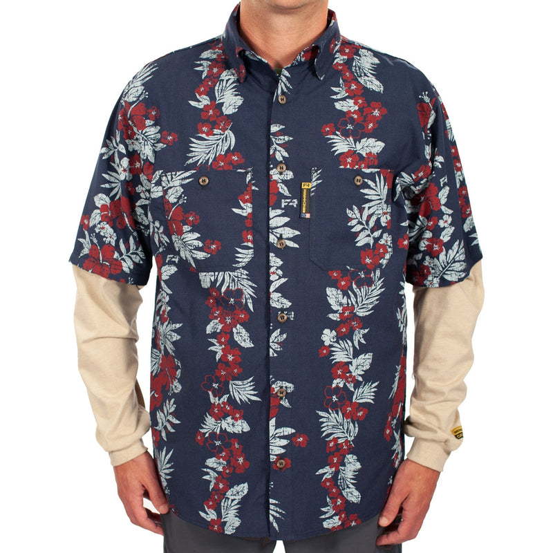 Load image into Gallery viewer, Tropical Vine Navy FR Hawaiian Shirt
