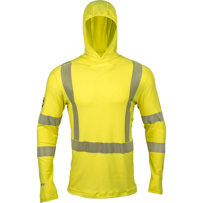 Men's Pro Dry® Tech Long Sleeve Hi-Vis Yellow FR Shirt w/ Hood